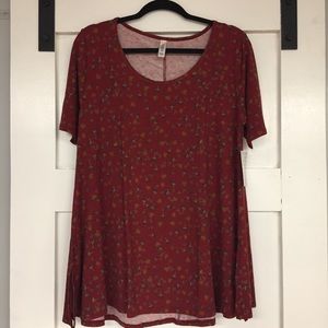 LuLaRoe Med Perfect Tee Fall Floral Dark Red